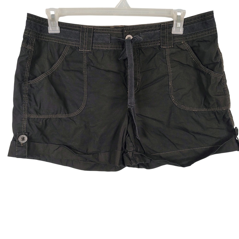 Faded Glory Womens SZ 14 Cargo Utility Shorts Black Cotton Gorpcore Casual